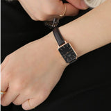 Daniel Wellington Quadro Sheffield Black Dial Black Leather Strap Watch For Women - DW00100435 Buy Now By Daniel Wellington