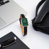 Daniel Wellington Quadro Pressed Sheffield Green Dial Black Leather Strap Watch For Women - DW00100439 Buy Now By Daniel Wellington