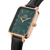 Daniel Wellington Quadro Pressed Sheffield Green Dial Black Leather Strap Watch For Women - DW00100439 Buy Now By Daniel Wellington