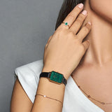 Daniel Wellington Quadro Pressed Sheffield Green Dial Black Leather Strap Watch For Women - DW00100439 Buy Now By Daniel Wellington