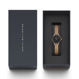 Daniel Wellington Petite Pressed Melrose Black Dial Rose Gold Mesh Strap Watch For Women - DW00100440 Buy Now By Daniel Wellington