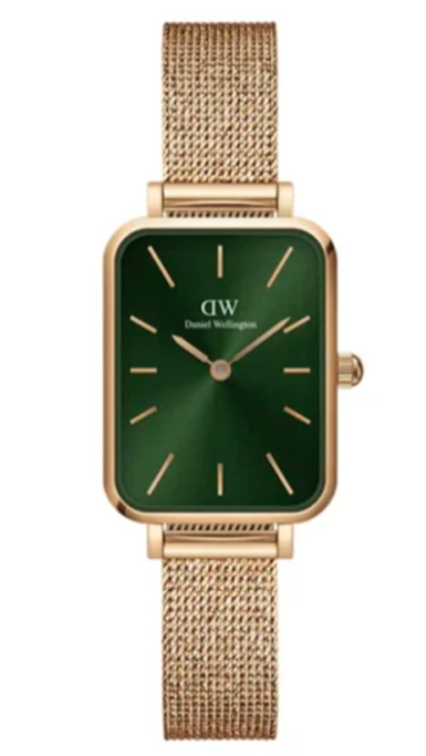 Daniel Wellington Pressed Melrose Emerald Green Rose Gold Mesh Strap Watch For Women - DW00100445 Buy Now By Daniel Wellington
