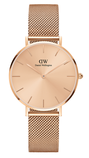 Daniel Wellington Petite Rose Gold Dial Rose Gold Mesh Strap Watch For Women - DW00100472 Buy Now By Daniel Wellington