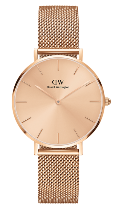Daniel Wellington Petite Rose Gold Dial Rose Gold Mesh Strap Watch For Women - DW00100472 Buy Now By Daniel Wellington