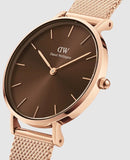 Daniel Wellington Petite Melrose Brown Dial Rose Gold Mesh Strap Watch For Women - DW00100477 Buy Now By Daniel Wellington