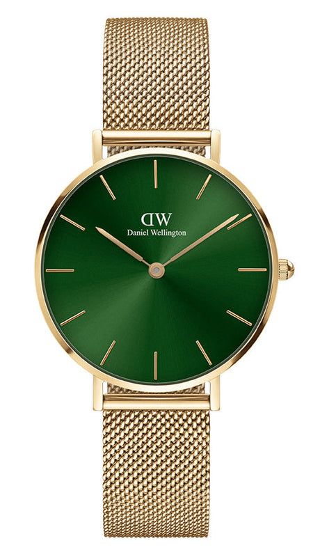 Daniel Wellington Petite Emerald Green Dial Gold Mesh Strap Watch For Women - DW00100480 Buy Now By Daniel Wellington