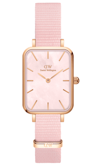 Daniel Wellington Quadro Pressed Mother of Pearl Pink Dial Pink Nylon Strap Watch For Women - DW00100509 Buy Now By Daniel Wellington