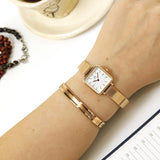 Daniel Wellington Quadro Studio White Dial Rose Gold Mesh Strap Watch For Women - DW00100517