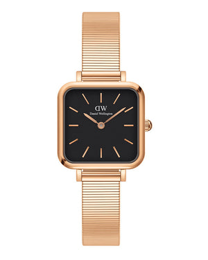 Daniel Wellington Quadro Studio Black Dial Rose Gold Mesh Strap Watch For Women - DW00100518 Buy Now By Daniel Wellington