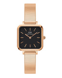 Daniel Wellington Quadro Studio Black Dial Rose Gold Mesh Strap Watch For Women - DW00100518 Buy Now By Daniel Wellington