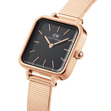 Daniel Wellington Quadro Studio Black Dial Rose Gold Mesh Strap Watch For Women - DW00100518 Buy Now By Daniel Wellington