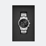 Daniel Wellington Iconic Chronograph Link Black Dial Silver Steel Strap Watch For Men - DW00100645 Buy Now By Daniel Wellington
