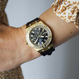 Guess Venus Diamonds Black Dial Black Rubber Strap Watch for Women - GW0118L1