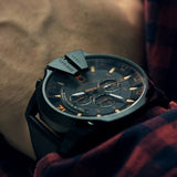 Diesel Mega Chief Chronograph Black Dial Black Leather Strap Watch For Men - DZ4291 Buy Now By Diesel