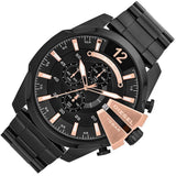 Diesel Mega Chief Chronograph Black Dial Black Steel Strap Watch For Men - DZ4309 Buy Now By Diesel