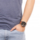 Diesel Mega Chief Chronograph Black Dial Brown Leather Strap Watch For Men - DZ4343 Buy Now By Diesel