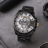 Diesel Mega Chief Chronograph Grey Dial Black Steel Strap Watch For Men - DZ4479 Buy Now By Diesel