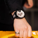 Diesel Mega Chief Chronograph Silver Dial Black Leather Strap Watch For Men - DZ4512 Buy Now By Diesel