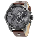 Diesel Little Daddy SBA Small Sized Grey Dial Brown Leather Strap Watch For Men - DZ7258 Buy Now By Diesel