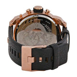 Diesel Big Daddy Gold & Black Dial Black Leather Strap Watch For Men - DZ7261 Buy Now By Diesel