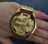 Diesel Mini Daddy Gold Dial Gold Steel Strap Watch For Men - DZ7306 Buy Now By Diesel
