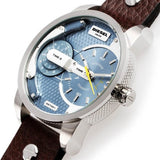 Diesel Mini Daddy LIght Blue Dial Brown Leather Strap Watch For Men - DZ7321 Buy Now By Diesel