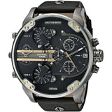 Diesel Mr Daddy 2.0 Chronograph Black Dial Black Leather Strap Watch For Men - DZ7348 Buy Now By Diesel