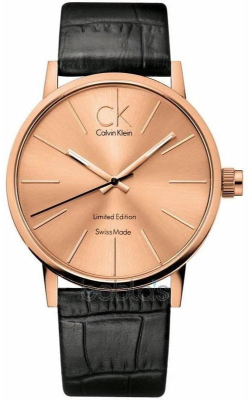 Calvin Klein Post Minimal Gold Dial Black Leather Strap Watch For Men - K7621501 Buy Now By Calvin Klein