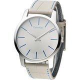 Calvin Klein City Silver Dial Grey Leather Strap Watch for Men - K2G211Q4 Buy Now By Calvin Klein