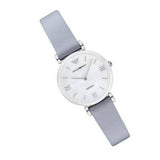 Emporio Armani Gianni T-Bar Mother Of Pearl White Dial Grey Leather Strap Watch For Women - AR11039 Buy Now By Emporio Armani