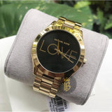 Michael Kors Slim Runway Black Dial Gold Steel Strap Watch for Women - MK3803 Buy Now By Michael Kors