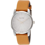 Calvin Klein City Silver Dial Orange Leather Strap Watch for Women - K2G231G6 Buy Now By Calvin Klein