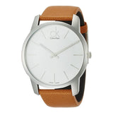 Calvin Klein City Quartz White Dial Light Brown Leather Strap Watch For Men - K2G21138 Buy Now By Calvin Klein