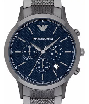 Emporio Armani Renato Chronograph Quartz Blue Dial Grey Steel Strap Watch For Men - AR2505 Buy Now By Emporio Armani