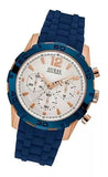 Guess Caliber Chronograph White Dial Blue Silicone Strap Watch for Men - W0864G5 Buy Now By Guess