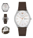 Emporio Armani Dress Quartz White Dial Brown Leather Strap Watch For Men - AR1999 Buy Now By Emporio Armani