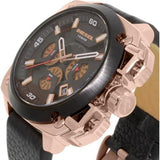 Diesel BAMF Chronograph Black Dial Black Leather Strap Watch For Men - DZ7346 Buy Now By Diesel