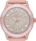 Michael Kors Runway Three Hand Crystal Pave Dial Pink Rubber Strap Watch For Women - MK6854 Buy Now By Michael Kors