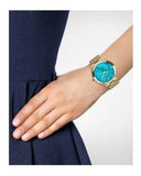 Michael Kors Slim Runway Blue Mother of Pearl Dial Gold Steel Strap Watch for Women - MK3492 Buy Now By Michael Kors