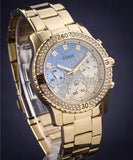 Guess Confetti Diamonds Gold Dial Gold Steel Strap Watch for Women - W0774L2 Buy Now By Guess