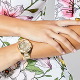 Guess Frontier Chronograph Crystals Gold Dial Two Tone Steel Strap Watch For Women - W1156L5 Buy Now By Guess