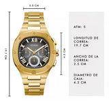 Guess Headliner Multifunction Black Dial Gold Steel Strap Watch For Men - GW0572G2 Buy Now By Guess