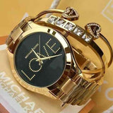 Michael Kors Slim Runway Black Dial Gold Steel Strap Watch for Women - MK3803 Buy Now By Michael Kors