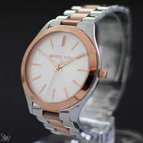 Michael Kors Slim Runway White Dial Two Tone Steel Strap Watch for Women - MK3204 Buy Now By Michael Kors