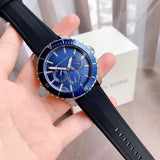 Michael Kors Cunningham Multifunction Blue Dial Black Rubber Strap Watch For Men - MK7160 Buy Now By Michael Kors