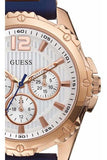 Guess Interpid White & Rose Gold Dial Blue Silicone Strap Watch For Women - W0325L8 Buy Now By Guess