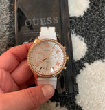 Guess Solar White Dial White Rubber Strap Watch For Women - W1135L1 Buy Now By Guess
