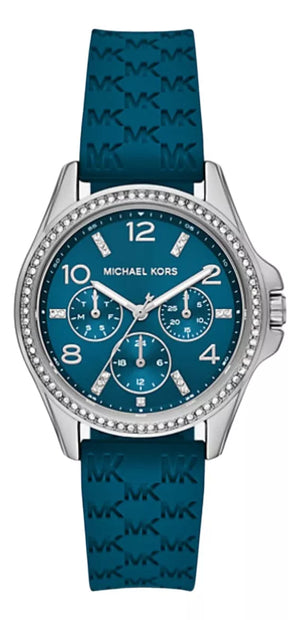 Michael Kors Mini Pilot Pave Blue Dial Blue Silicone Strap Watch for Women - MKO1004 Buy Now By Michael Kors