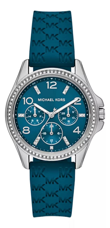 Michael Kors Mini Pilot Pave Blue Dial Blue Silicone Strap Watch for Women - MKO1004 Buy Now By Michael Kors