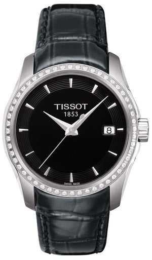Tissot T Trend Couturier Diamonds Black Dial Black Leather Strap Watch for Women - T035.210.66.051.00 Buy Now By Tissot